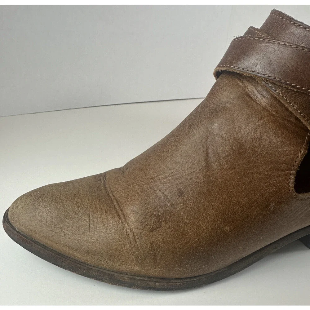 Frye Ray Ankle Boots Brown Leather Western Shootie Cowboy Booties 7.5 M *Flawed
